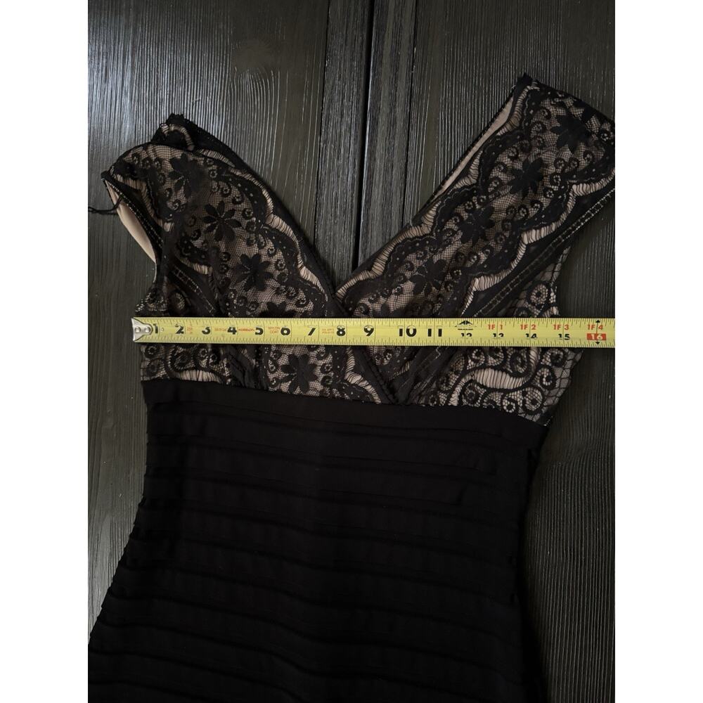 Adrianna Papell Midi Dress Size 8 Black Lace Cap Sleeves Cocktail Party Evening - Picture 4 of 14